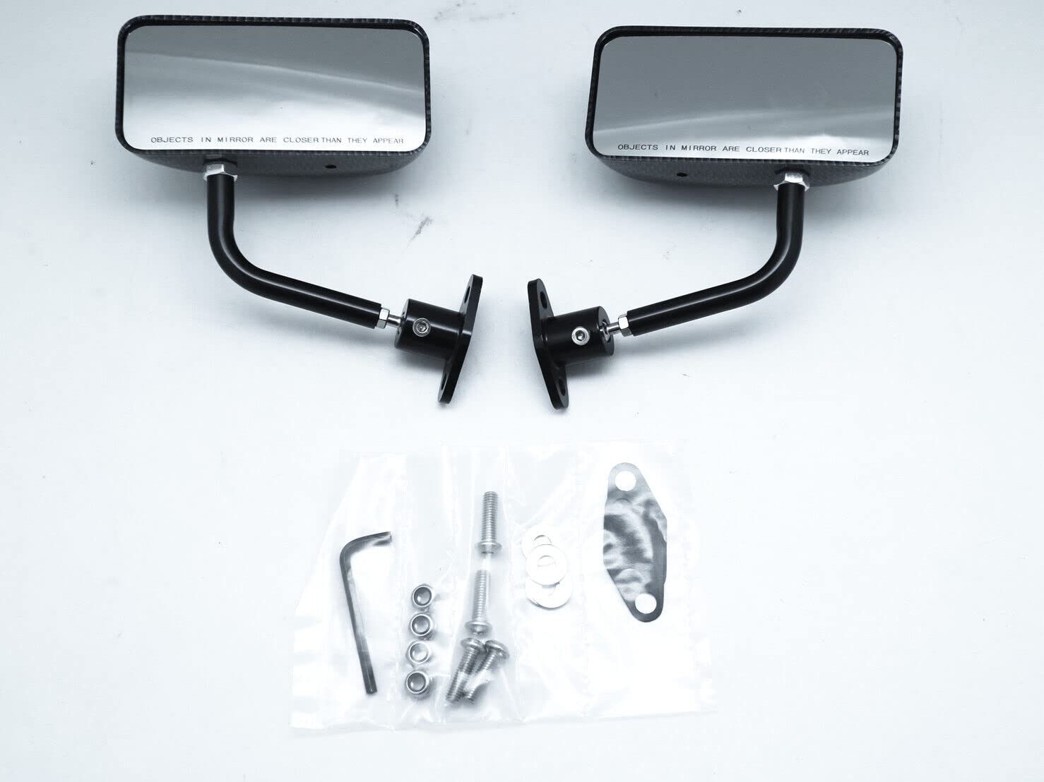 Specchietti Laterali Piccoli da Gara in Look Carbonio Auto/Moto Tipo F1, Coppia Lato Destro+Sinistro