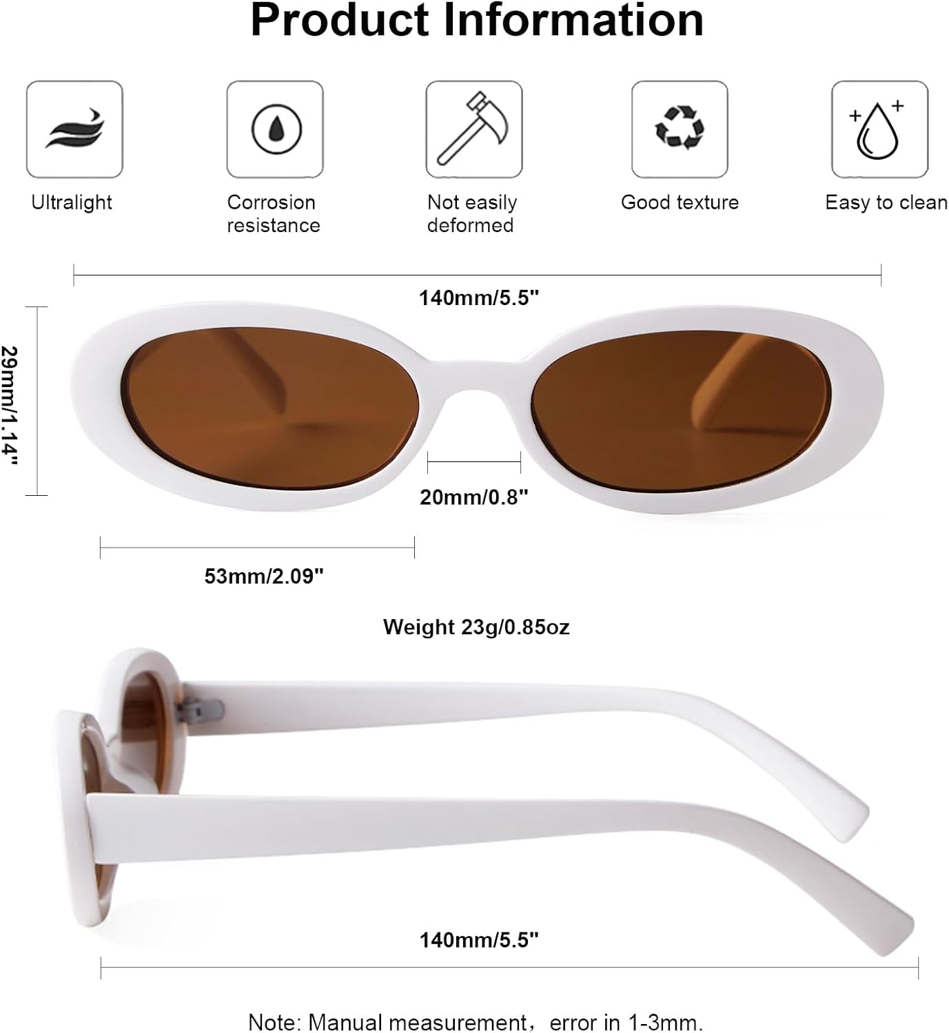 90s Sunglasses for Women Men Retro Small Oval Sunglasses - Image 6