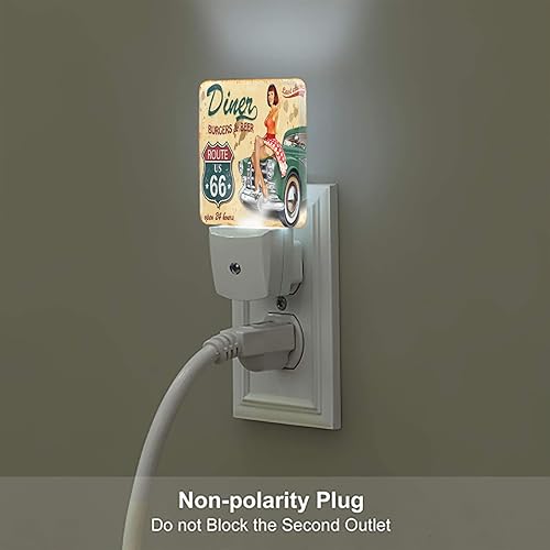 Miniatura 4 de Luz nocturna LED Ruta de comedor de alta calidad 66 póster vintage para niña falda roja manchada luces nocturnas para automóvil enchufar en la pared