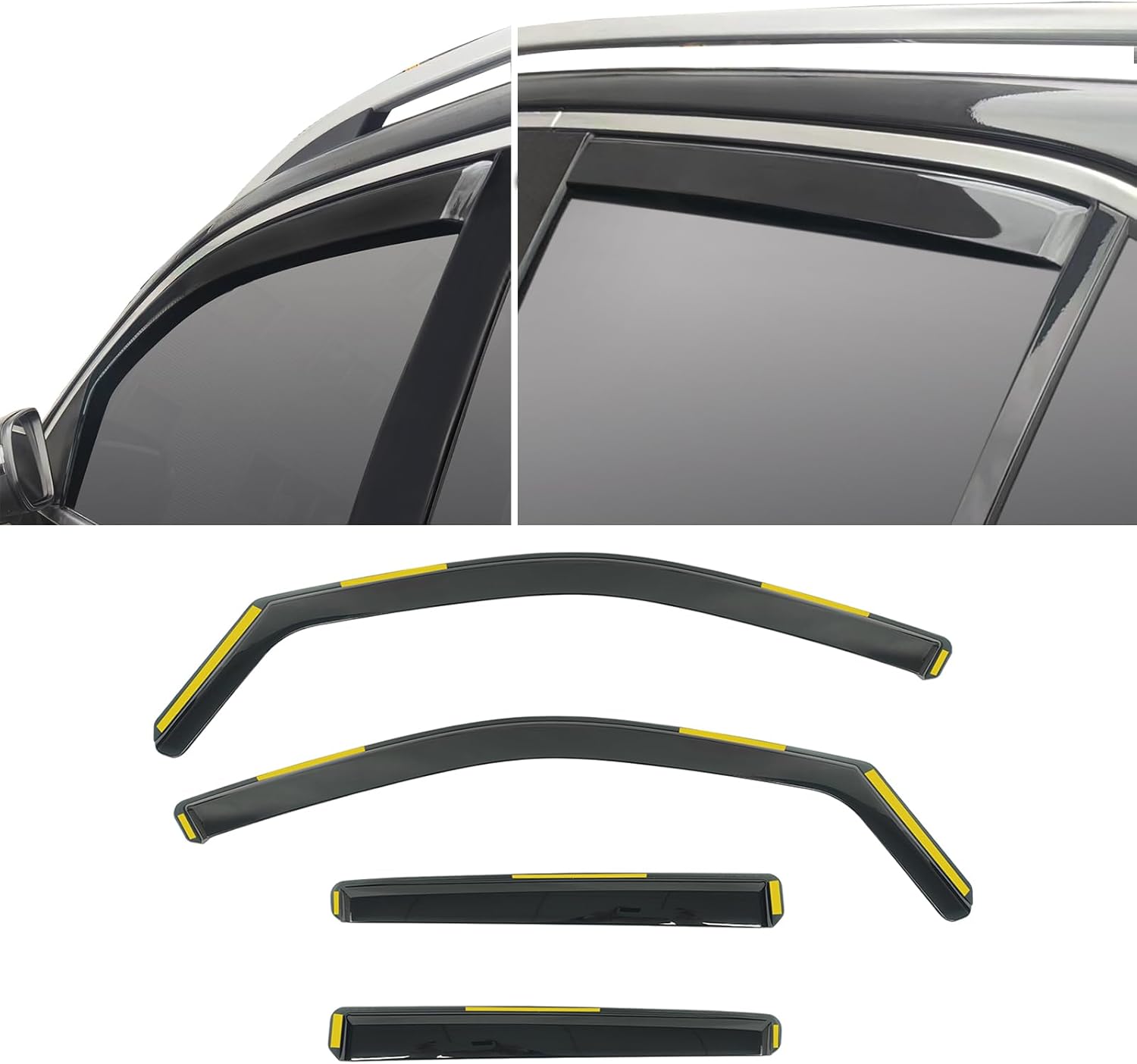 IKON MOTORSPORTS in Channel Window Visors Compatible with 2020-2025 Mercedes-Benz W167 GLE Class SUV (Not Fit Coupe), PC Polycarbonate Black Rain Guards, Side Window Wind Deflectors 4PCS