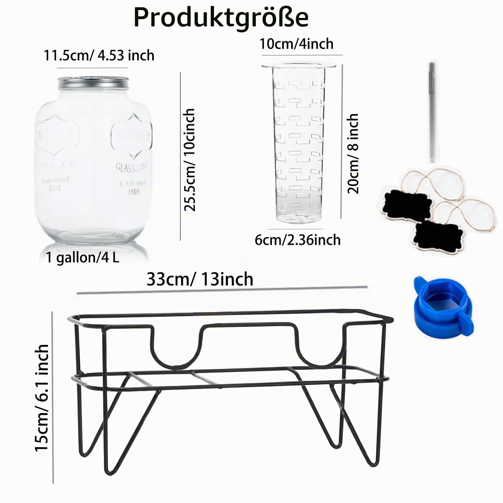 2er-Set Glas-Getränkespender 4L mit Edelstahl Hahn & Ständer - Ideal für Partys, Grillen, Hochzeiten, Kaffee und Limonade