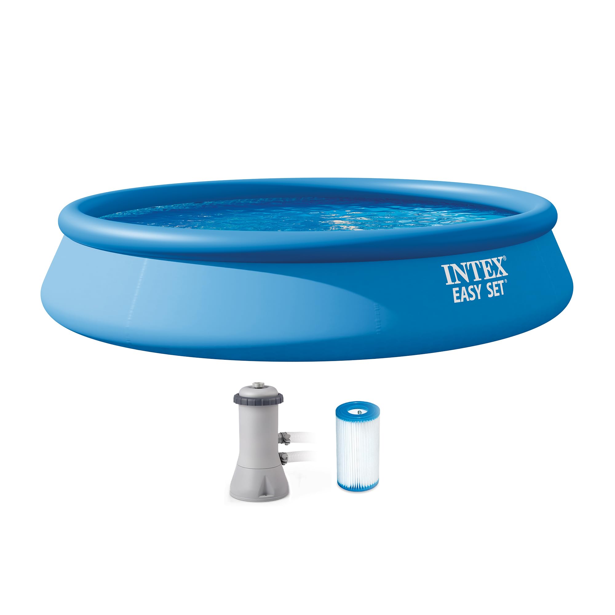 INTEX 28157EH Easy Set Inflatable Swimming Pool Set: 15ft x 33in – Includes 530 GPH Cartridge Filter Pump – Puncture-Resistant Material – 2587 Gallon Capacity – 26in Water Depth
