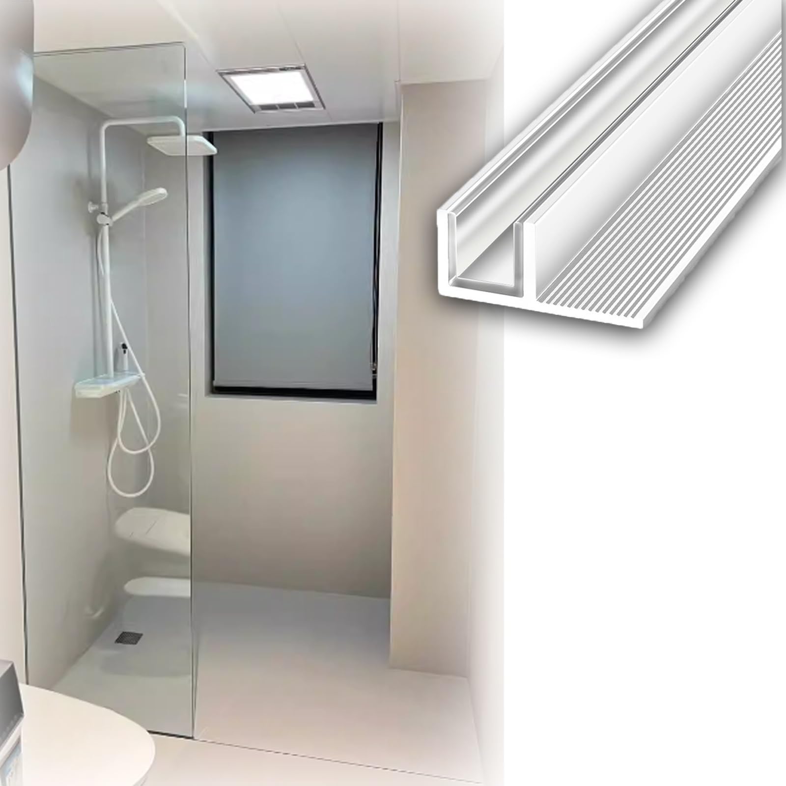 Djphofs 1Pc Minimalist Aluminum Shower Fixed Channel For Wall Glass Panel, Recessed Deep Groove Profile Custom Length, Frameless Door F(,W10mm(25/64In) L1.7m(67In))