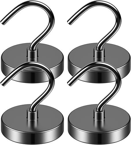 Vista 10 de Grtard - 10 unidades de ganchos magnéticos negros para colgar, ganchos magnéticos resistentes de 25 libras, ganchos magnéticos fuertes para crucero