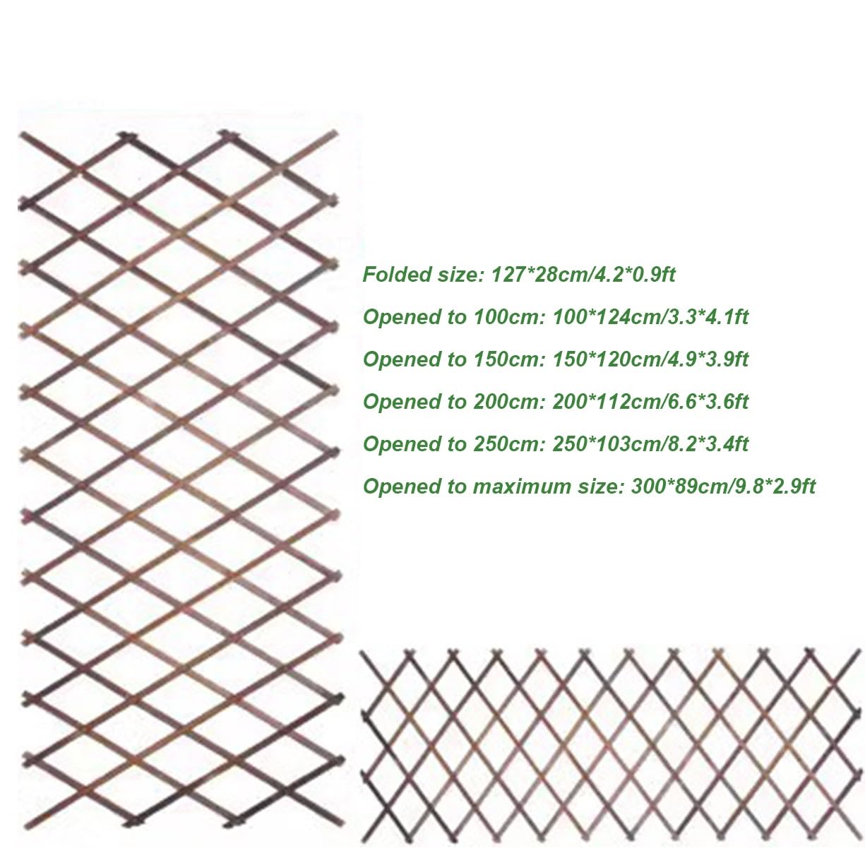 Treillis de jardin extensible en bois pour plantes grimpantes – Panneau mural pour vignes, lierre, roses, concombres, clématites – Support extérieur (127 x 28 cm)