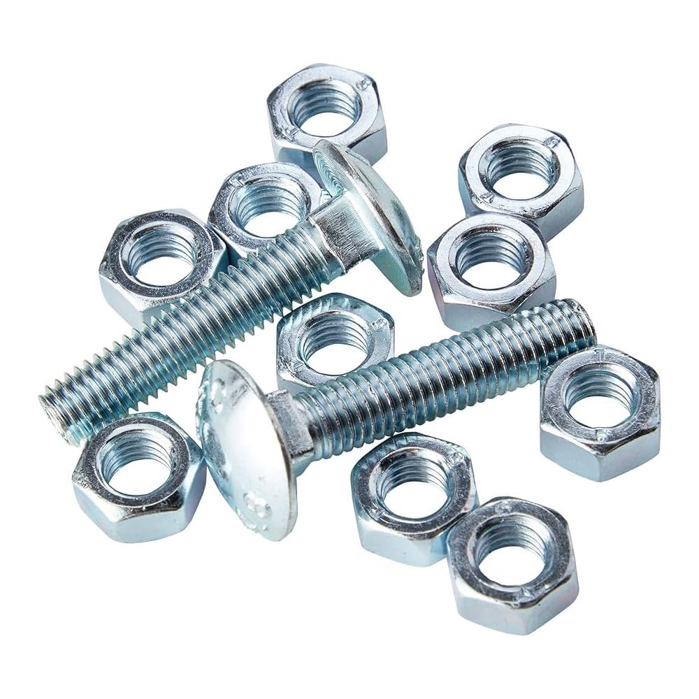 25x M10 x 20mm Coach Cup Carriage Square Bolts with Hexagon Full Nuts & Free Flat Washers Zinc Plated, with Dome Mushroom Heads. Durable, Corrosion-Resistant Fasteners