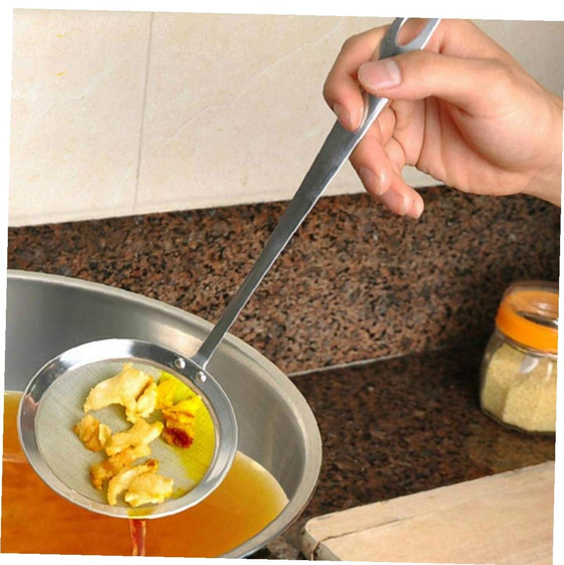 Lankater Hot Pot Skimmer Spoon Stainless Steel Fine Mesh Strainer for Skimming Grease and Foam