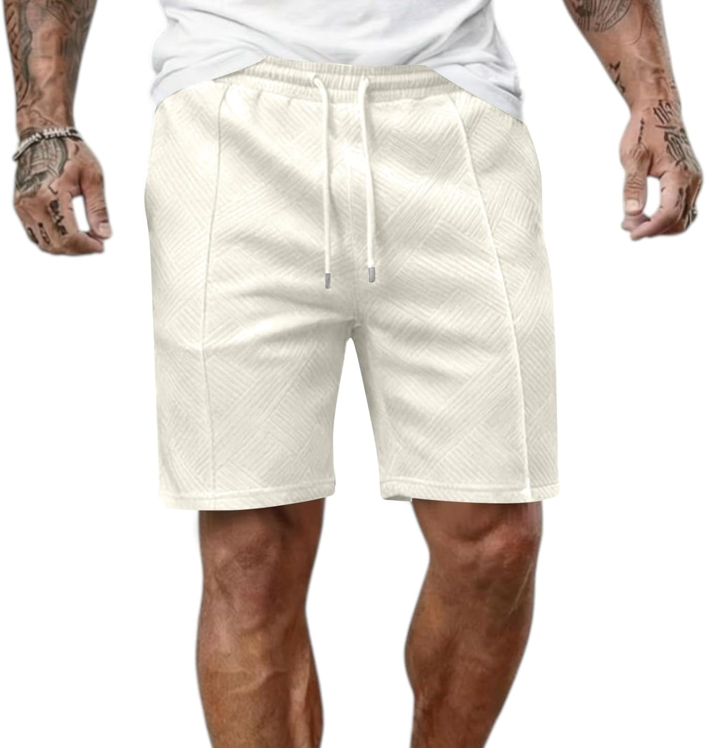 Ymosrh Men's Summer Shorts Knit Athletic Workout Golf Gym Shorts with Pockets S-3XL