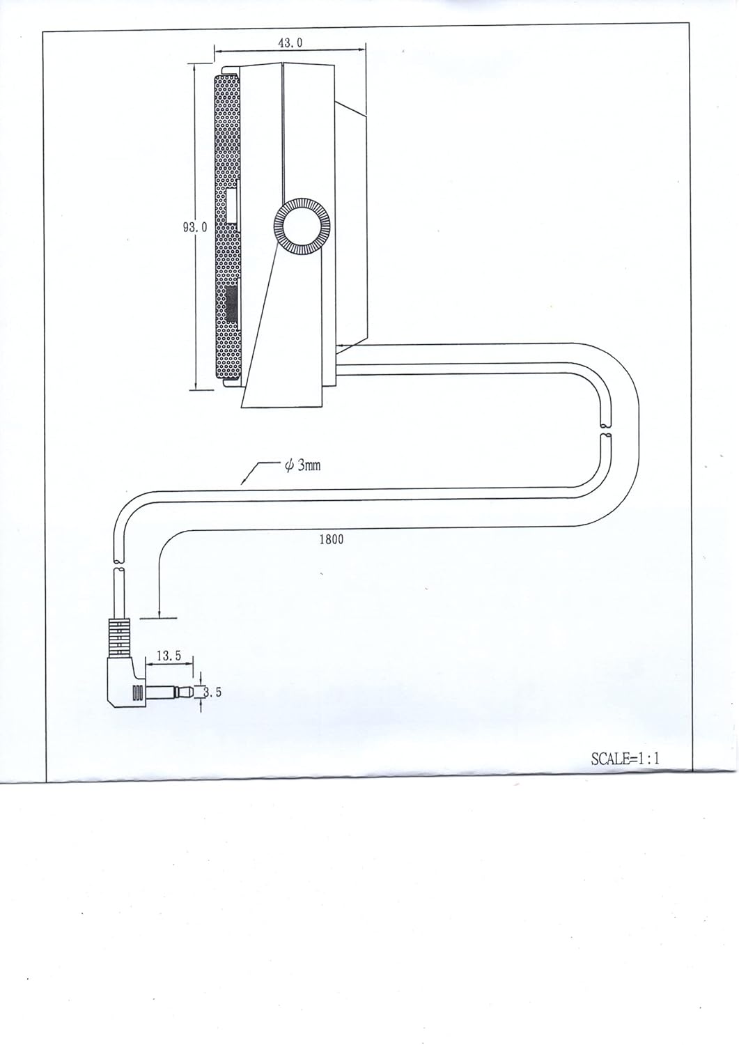 TW-08-L Type CB EXTENAL Speaker for Mobile Transceiver (CB Radio) with Swivel Bracket 10W 1.8M Cable with 3.5mm Mono L Type Plug Noise Filter Switch & Mute Switch (-8dB)