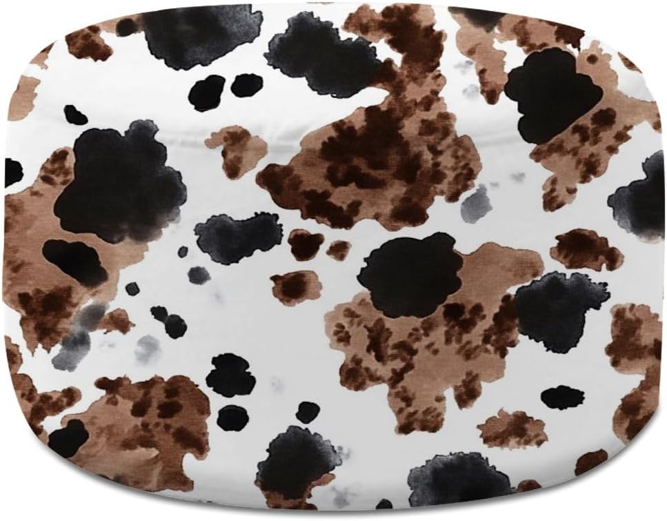 Round Pouf Ottoman Cow dye seamless pattern Watercolor hand drawn black brown color Foot Stool Foot Rest Floor Stool Bean Bag Chair Cotton Linen Removable Indoor Outdoor for Living Room Bedroom