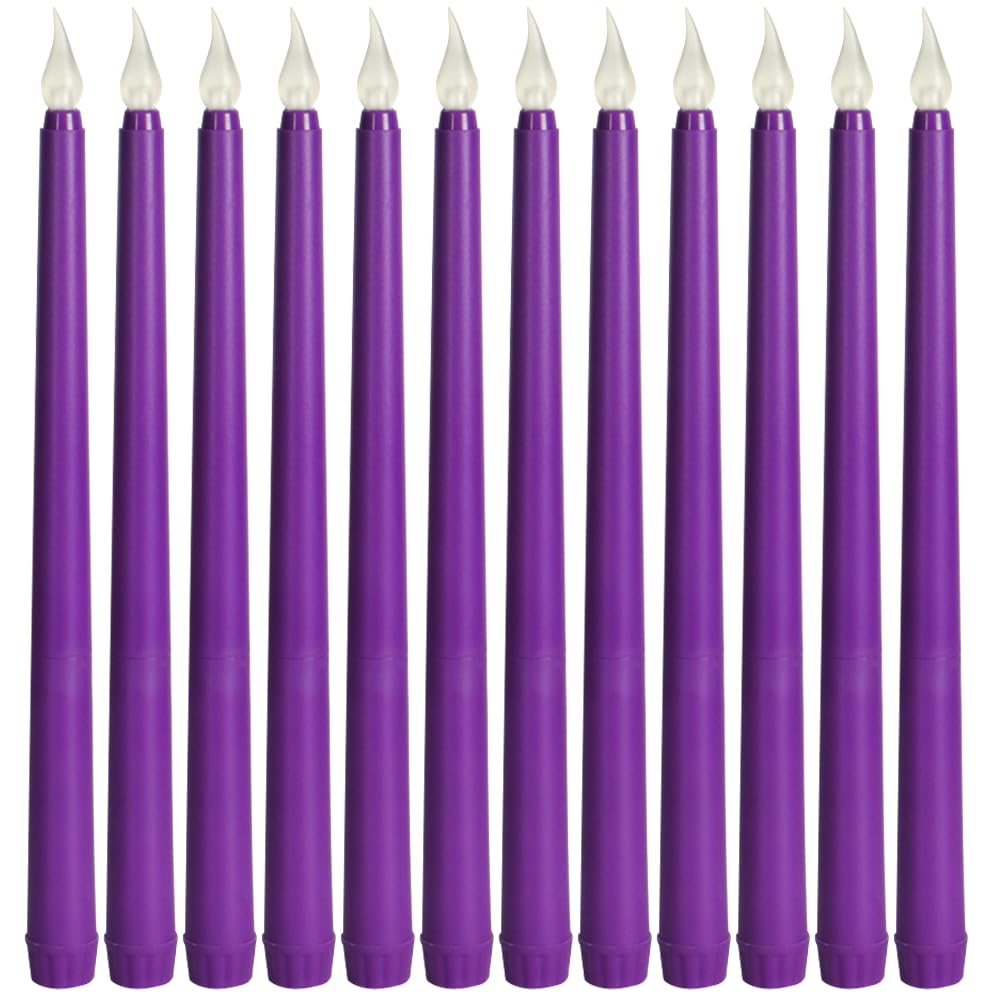 Bougies coniques sans flamme LED par 12 pour decoration de table de mariage