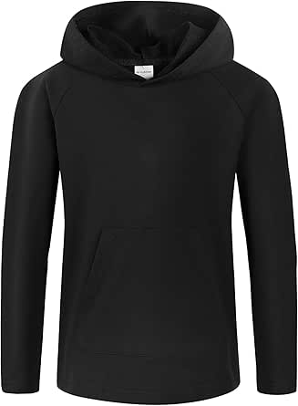 Boys Lightweight Hooded T-shirt - Long Sleeve Pullover Hoodie With Pocket