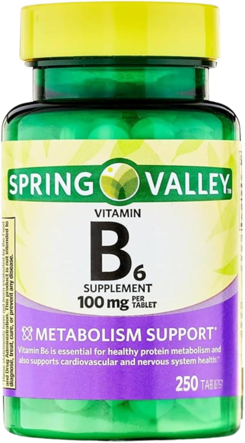 Vitamin B6 100mg – 250 Tablets, High Potency Vitamin B6 Supplement for Metabolism Support, B6 Vitamins for Men and Women, Gluten Free, Vegetarian Formula (Pack of 2)