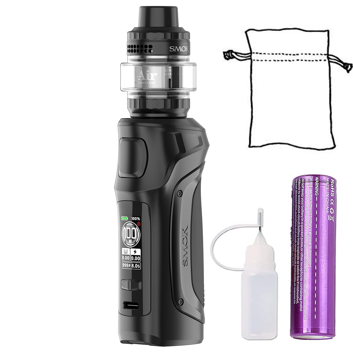 E Zigarette,Smok 100W Mag Solo Kit mit 5ml Neu T-Air Subtank Vape und  2500mAh Mod Nachfüllbar E Dampfer Set Komplett，Ohne E-Liquid,Ohne Nikotin:  Amazon.de: Elektronik & Foto