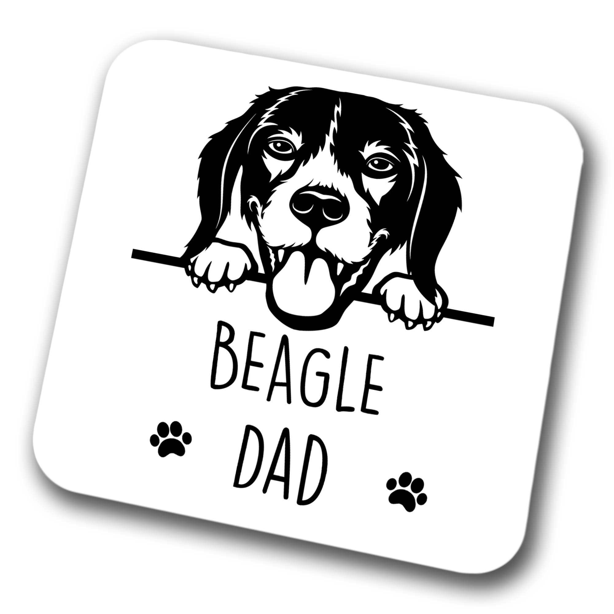 Beagle Dad Coaster Pet Present Beagle Dog Mum Dad Friend Joke Funny Gift Birthday Christmas, Hardboard Coaster