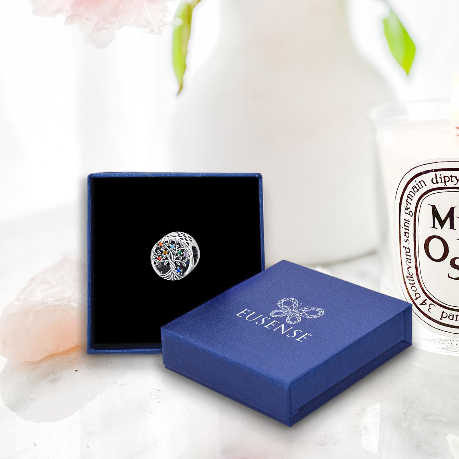 Eusense Abalorios Charm 925 Plata Esterlina Compatible con Pandora Pulsera Europeas Colgantes Día de la madre