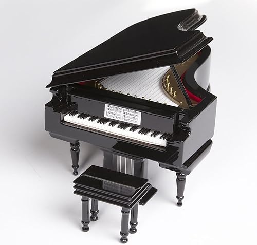 Black Baby Grand Piano caja de música con bancay funda negra Toca Para Elisa