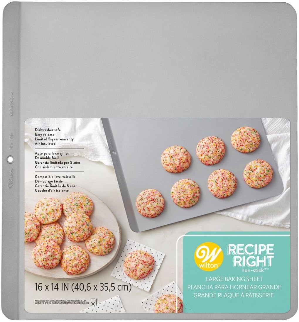 Wilton Cookie/Biscuit Baking Tin, Recipe Right, Stainless Steel, Insulated, 40.6 x 35.6 cm (16 x 14in)