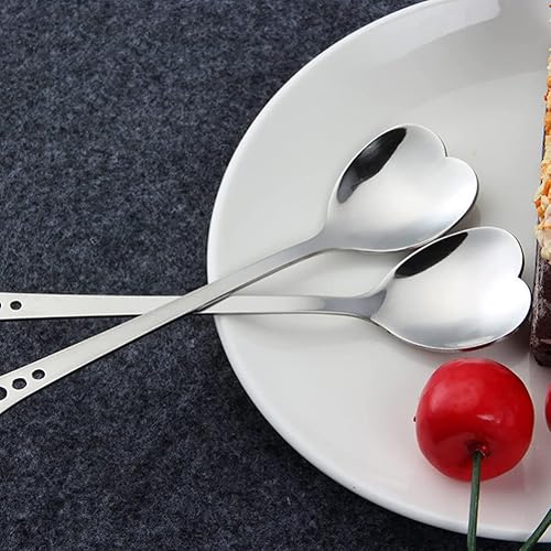 Miniatura 7 de Kichvoe Juego de mermelada, 4 cucharas en forma de corazón, cucharas de café de acero inoxidable, cucharas de cóctel, cuchara mezcladora, cucharas