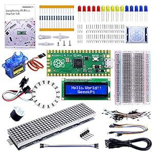GeeekPi Raspberry Pi Pico Basic Starter Kit Met Raspberry Pi Pico Breadboard, Header, I2C 1602 LCD Display Module…