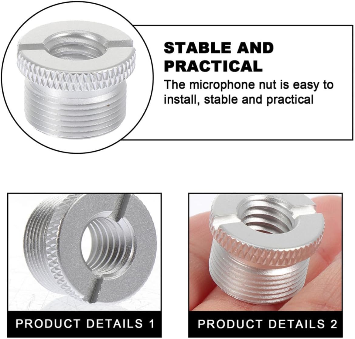 Amosfun 2pcs Mic Stand Conversion Screw Adapter Female 3/8 to Male 5/8 Thread, Aluminum Alloy Mic Thread Adapter with Slip-resistant Design and Convenient Installation for Microphone