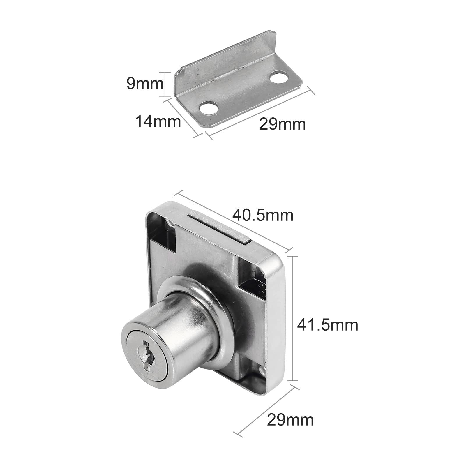 Lot de 8 serrures d'armoire, de porte, de tiroir, de boîte aux lettres, serrures de sécurité pour meubles, serrure de sécurité en acier laminé à froid + alliage, petit cadeau