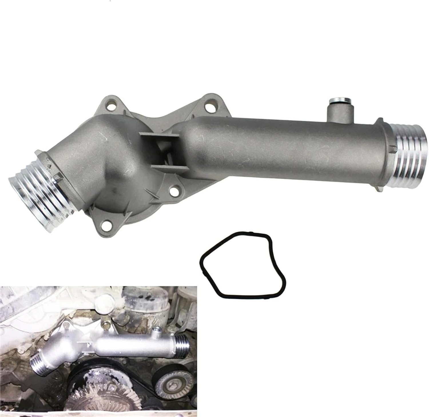 Car Thermostat Housing Coolant Outlet Water Neck Flange Aluminum 11531740478 300 115 3102