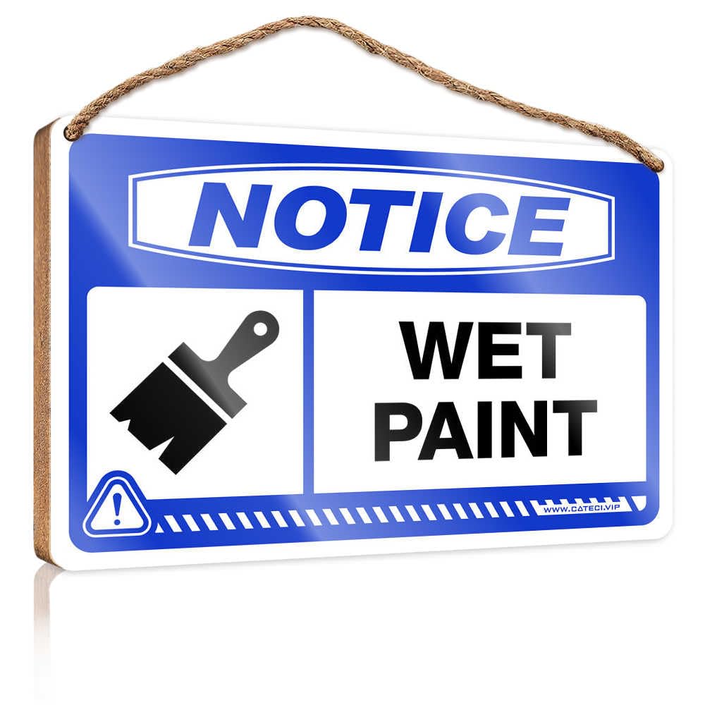Sign Front Door Decor Notice Wet Paint Wooden Sign Door Hanging Sign Fall Porch Signs(23X35CM)