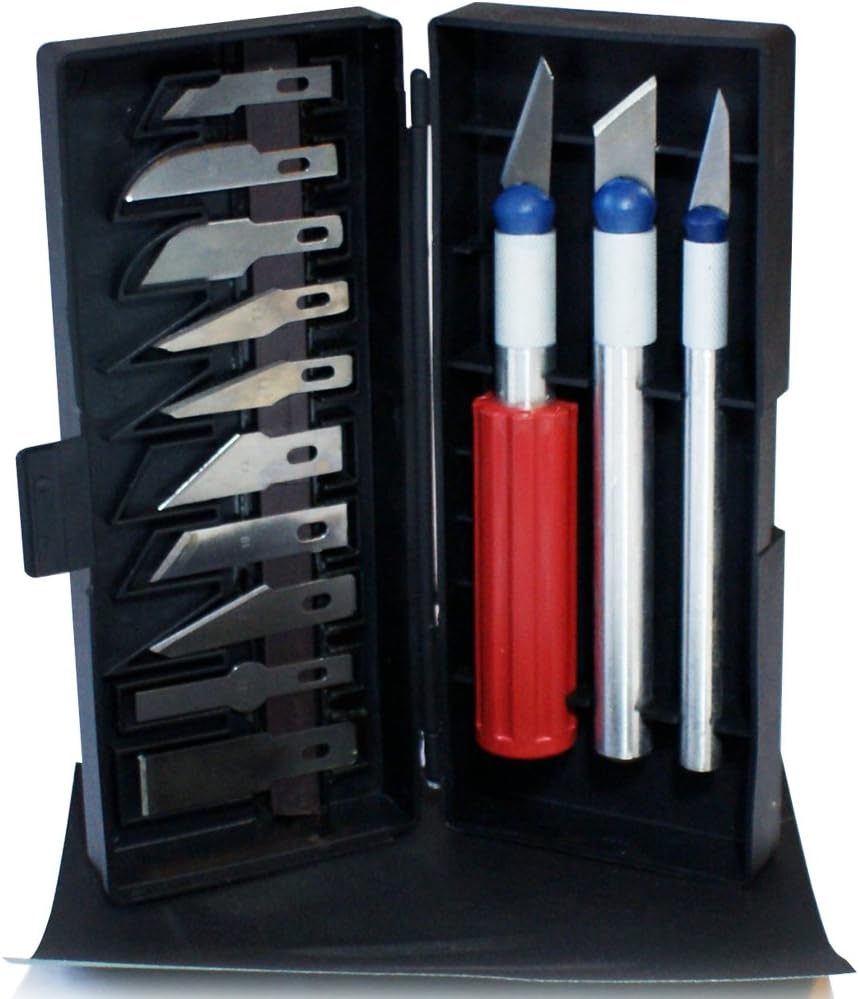 16 Piece Quality HobbyCraft Knife Set Scalpels & Chisel Tip Blades