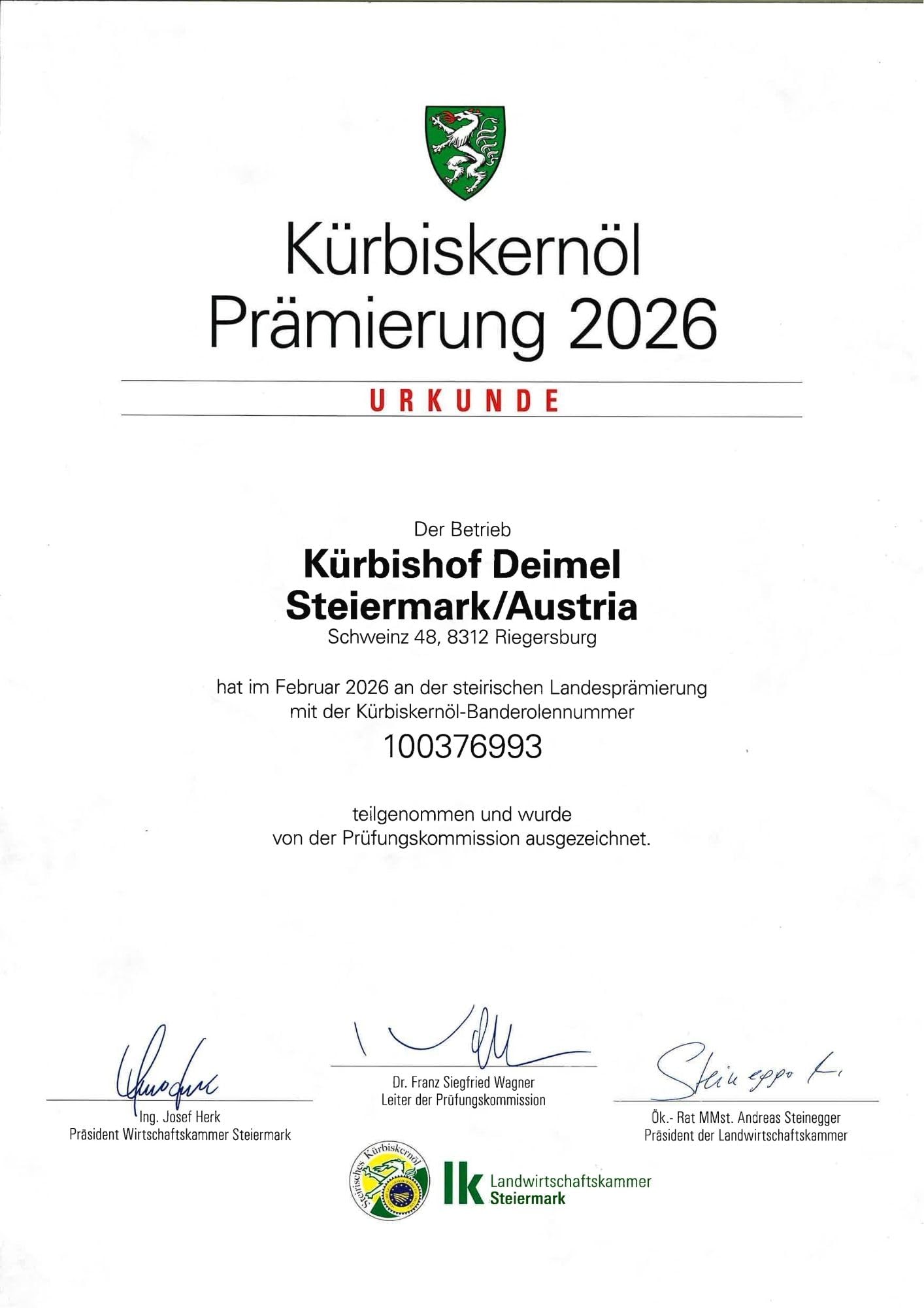 Kürbishof DEIMEL Steiermark/Austria - 500 ml Dose Original Steirisches Kürbiskernöl g.g.A. - Jährlich prämiert