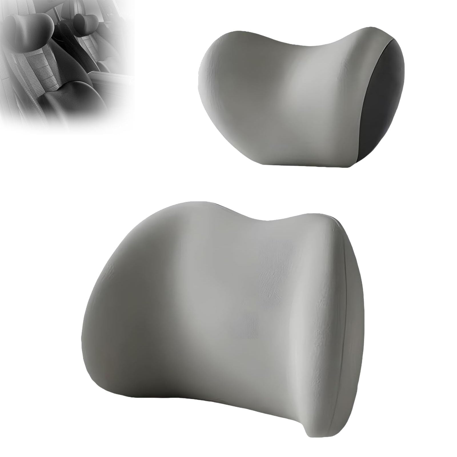 VAPORVERSE 1 Set Car Neck Pillow and Lumbar Support for MG TF 135 TF 120 TF 115 TF 160, Memory Foam Cushion Ergonomic Backrest Headrest Auto Travel Rest,Grey