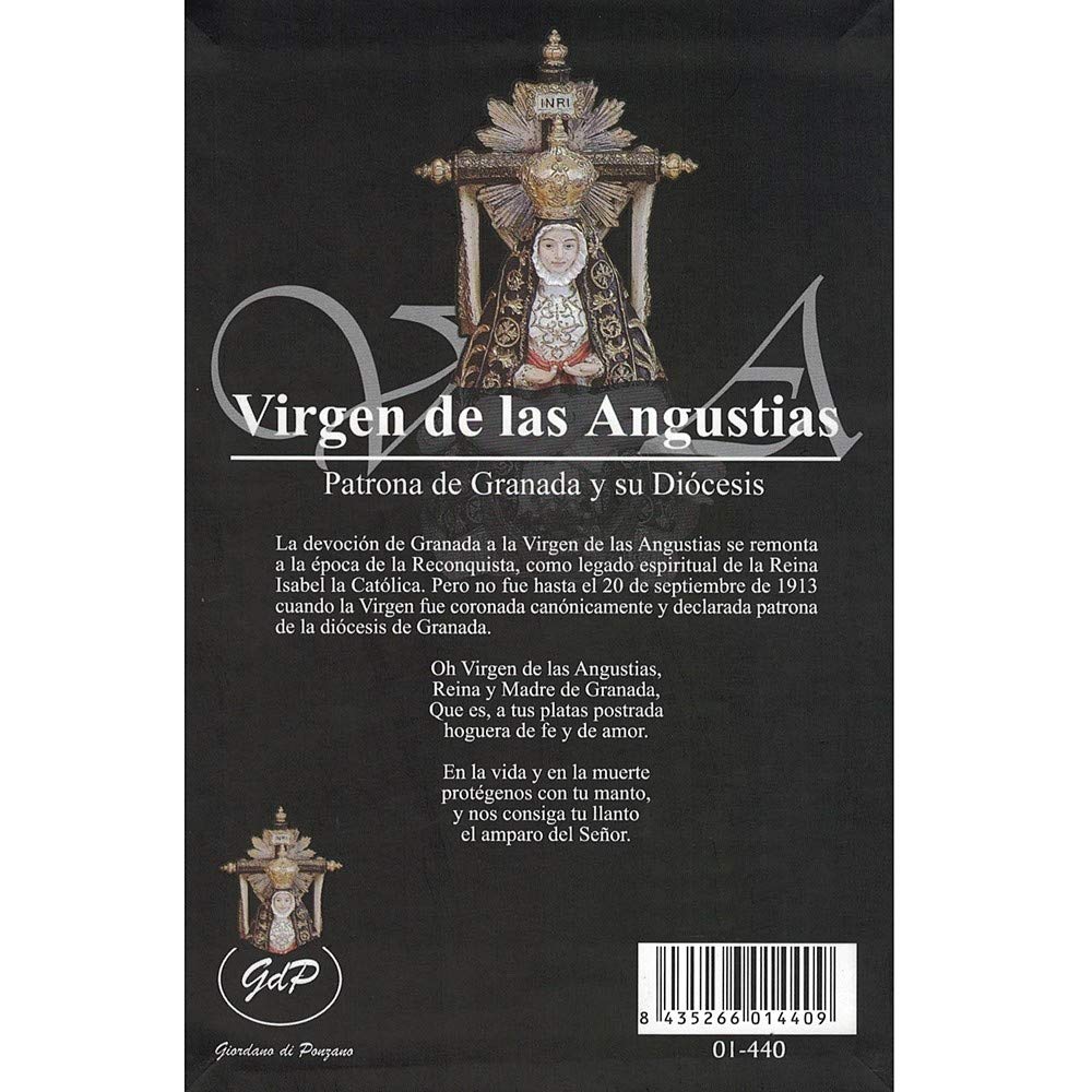 Virgen Angustias Figura 15 cm. patrona de Granada Imagen Resina