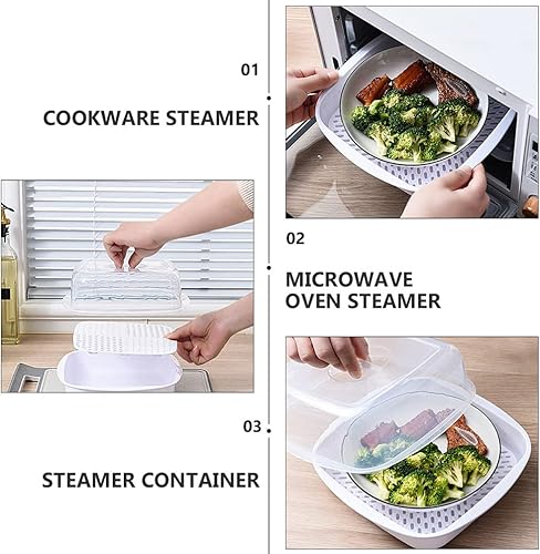 Miniatura 7 de Operitacx Mini vaporizador de microondas para microondas y verduras, para cocinar, microondas, utensilios de cocina sin BPA, apto para lavavajillas