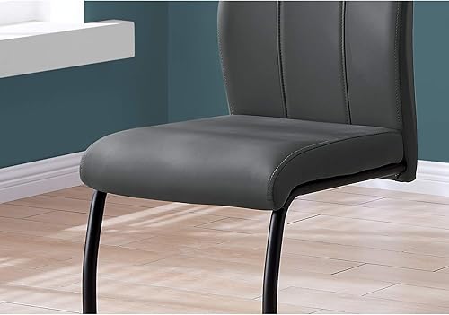 Miniatura 9 de Monarch Specialties SILLA-2PCS  39" HGREY CUERO LOOKMETAL Silla de comedor