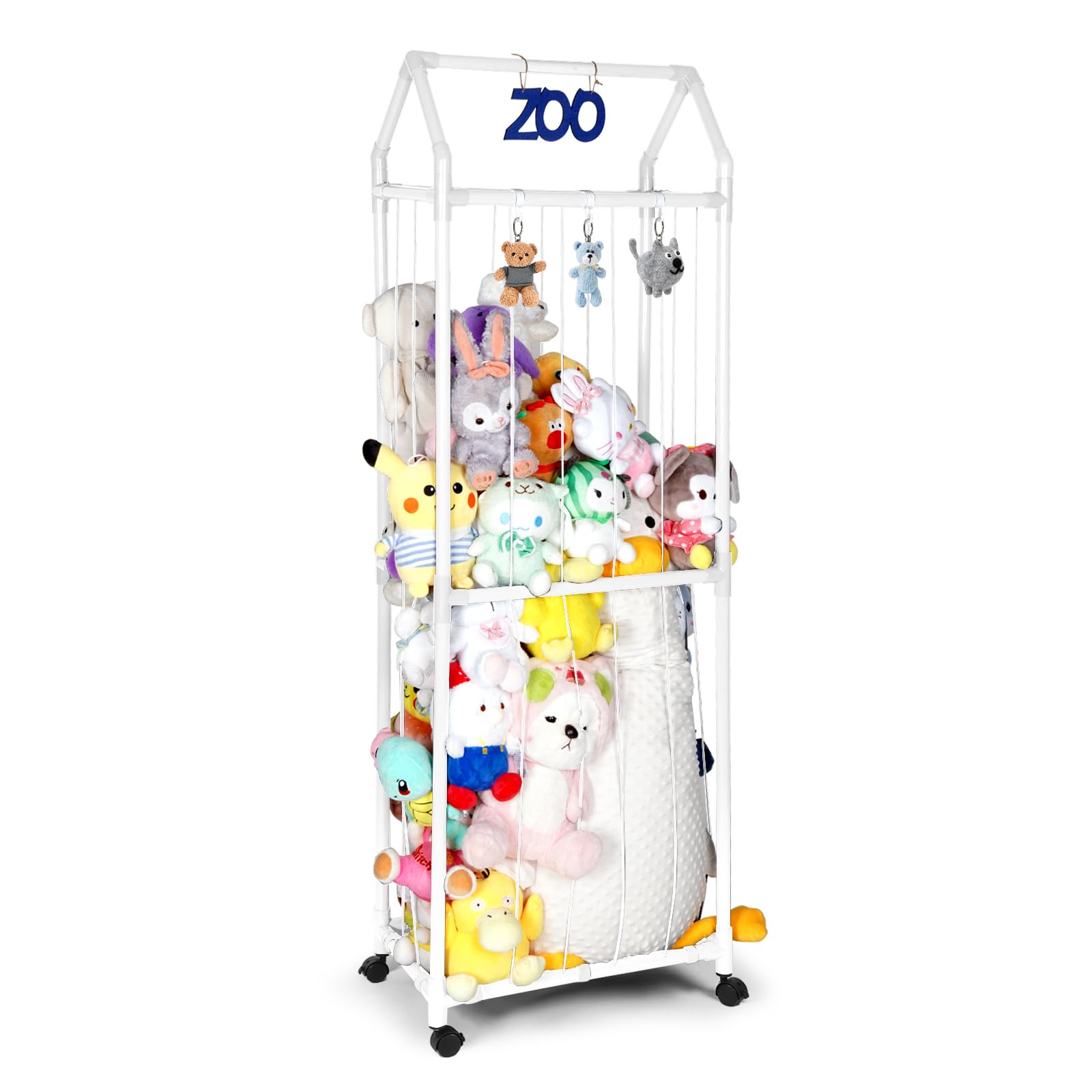 Stuffed Animal Storage Zoo Stuffed Animal Holder Space Save Vertical Stuffed Animals Storage PVC with Elastic Band and Net for Playroom Birthday Gift for Bedroom?white?