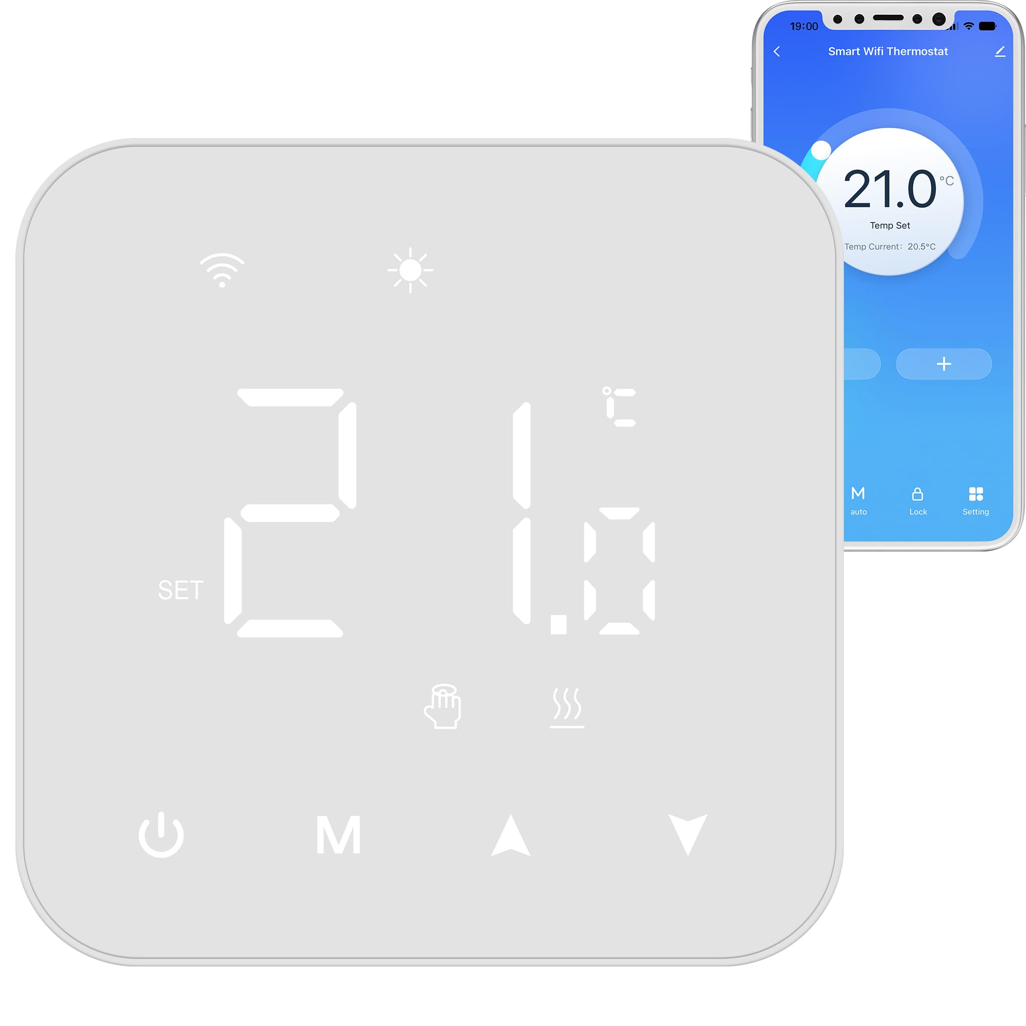 Termostato Wifi A Batteria, Termostato Caldaia Smart 2 Fili Cronotermostato Digitale Per Caldaia A Gas, Tuya Thermostat Ambiente Unterstützung Für Google Assistant Und Alexa Bianco