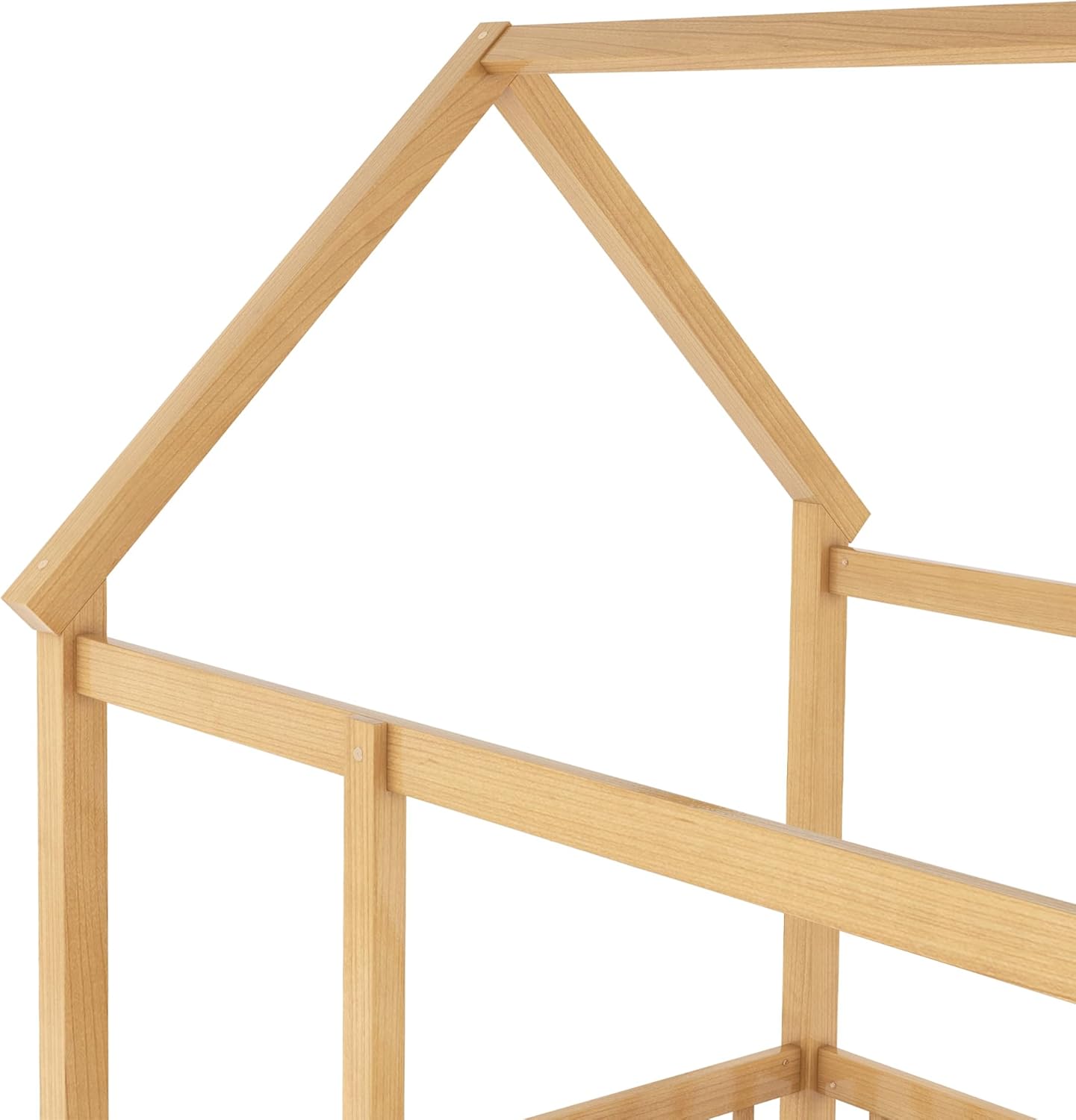 Bellemave Montessori Bed Twin Size, Twin Floor Bed with High Fence, House Beds for Kids, Girls, Boys, Kids Montessori Floor Beds Without Slats, Natural