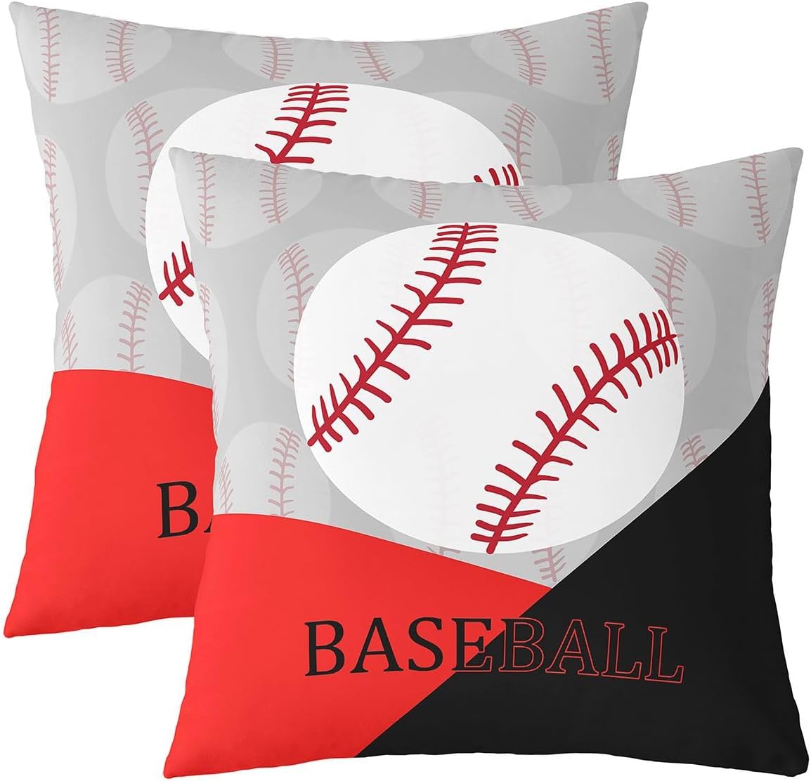 jejeloiu Baseball Throw Pillow Covers 24"x24" Set of 2 Soft Kids Sports Game Decorative Throw Pillowcases for Sofa Pillow Cases Cushion Covers Gaming Cushion Cases Ball