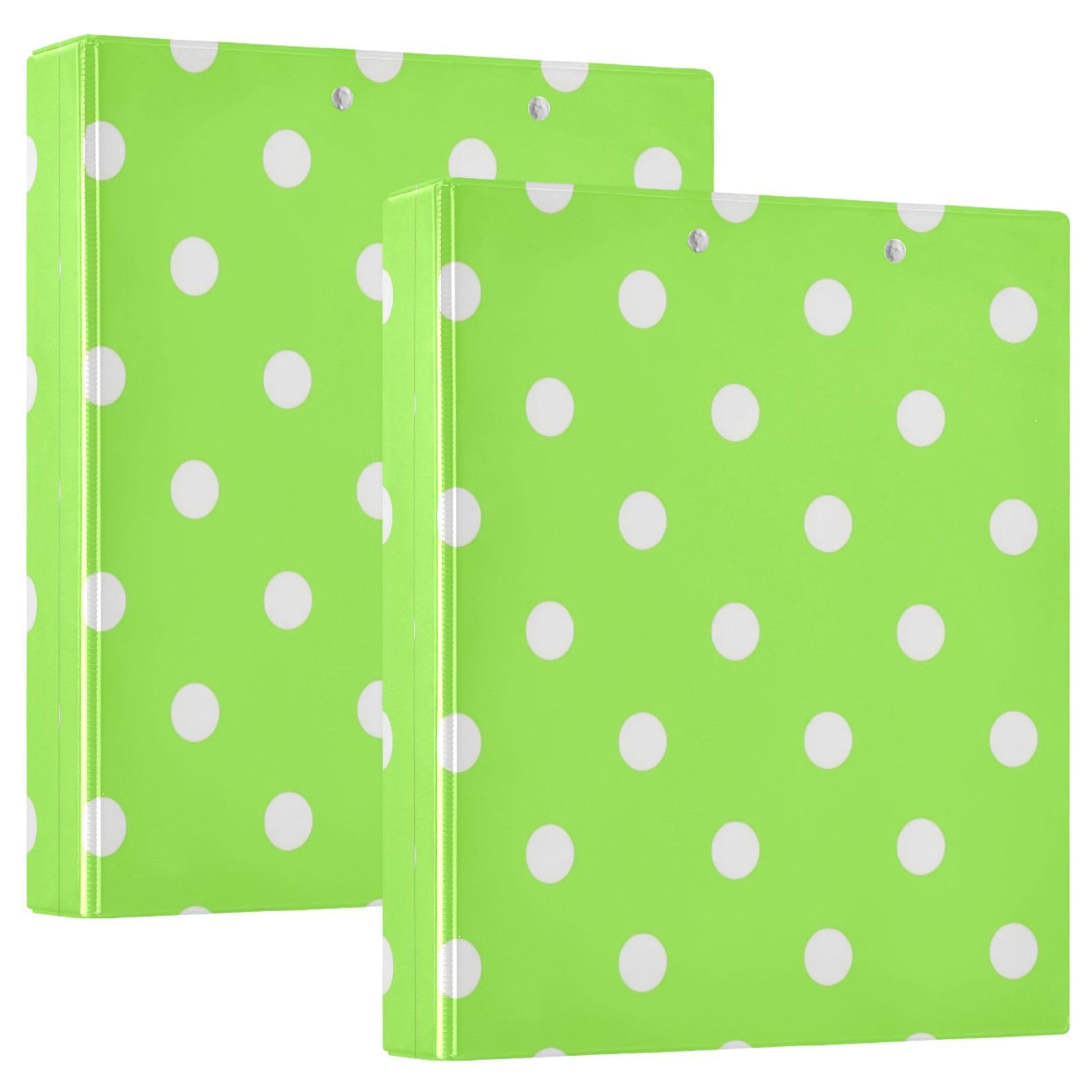 Carpeta de 3 anillas, carpeta de anillos en D blanco y verde lima, paquete de 2 | Con portapapeles y bolsillos, para escuela, universidad, oficina