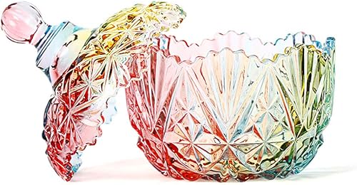 Miniatura 3 de Danmu 1 tarro de almacenamiento de vidrio colorido con tapa, tarro de galletas de caramelo, caja de joyería, tarro de buffet, recipientes para