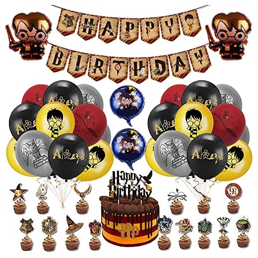 Decoraciones Cumpleaños Harry-Potter para Niño Globos de Cumpleaños de la Escuela de Magos Mágicos Fiesta Temática de Harry-Potter Adornos para Tartas Globos de Látex para Niñas