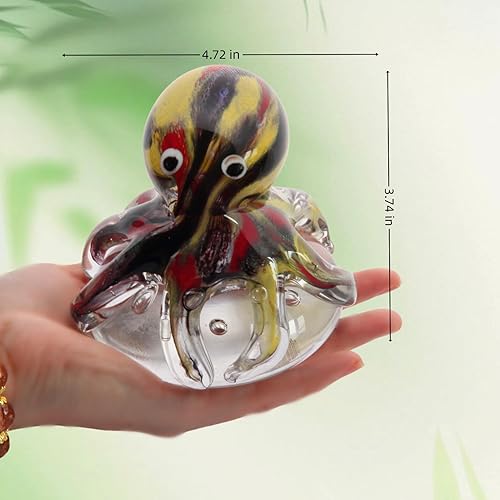 Miniatura 2 de Figura de pulpo de cristal soplado a mano en bola de burbujas de cristal  Criatura marina coleccionable hecha a mano, pisapapapeles y decoración de