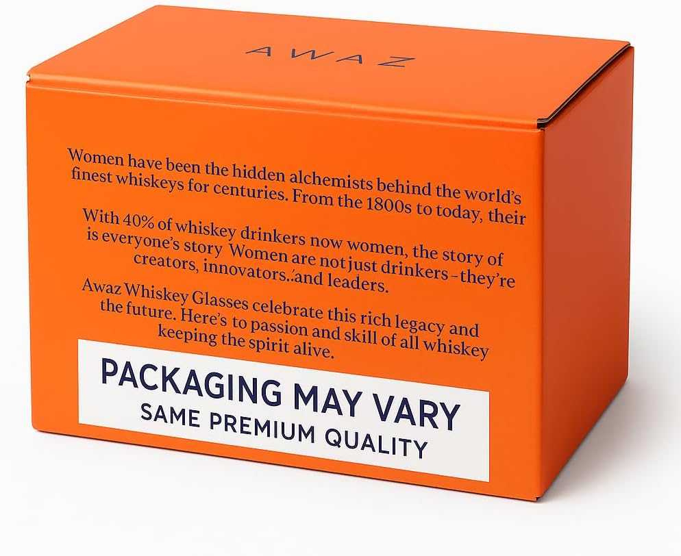 AWAZ Whiskey Glasses – Set of 2, Engraved with Whiskey-Making Process, 24k Gold Rim – 11oz Scotch, Bourbon Lovers Glass – Best Gift - Men, Dad, Husband, Coworker – Holiday, Birthday, Retirement - Image 2