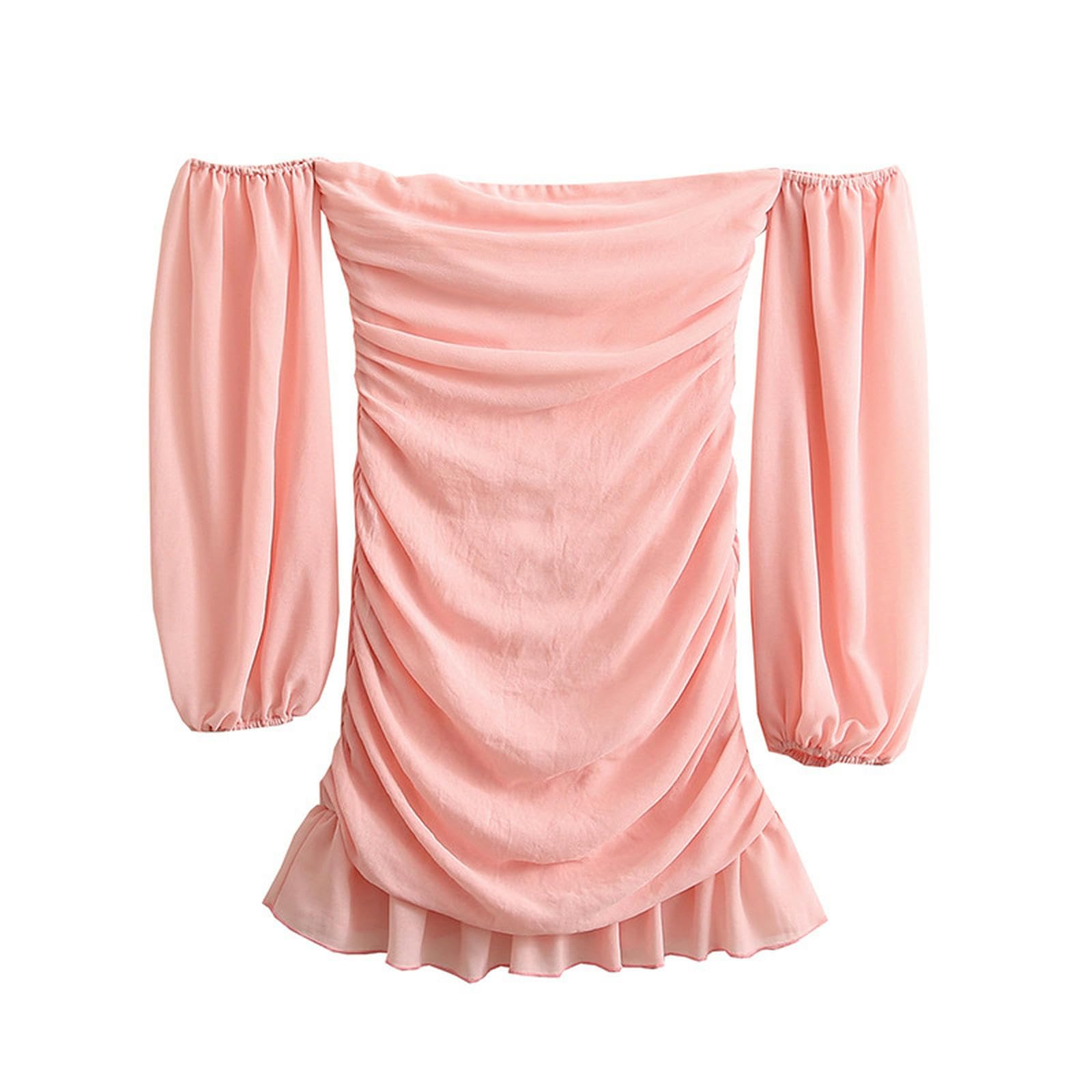 Robe plissée à volants rose taille S pour femmes au style élégant d'été