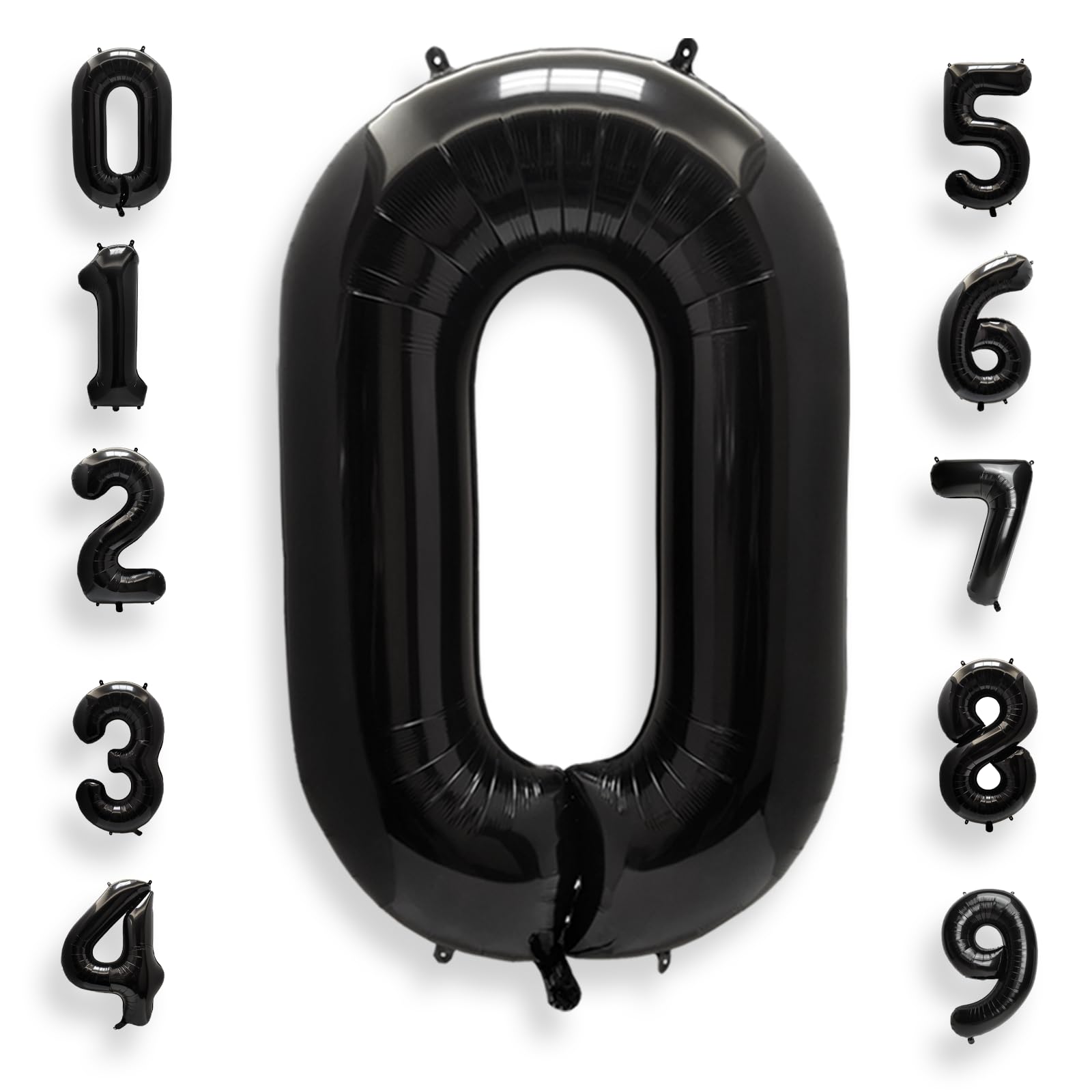 AULE Black Number 60 Balloon 40 Inch Giant 0-60 Foil Large Balloons