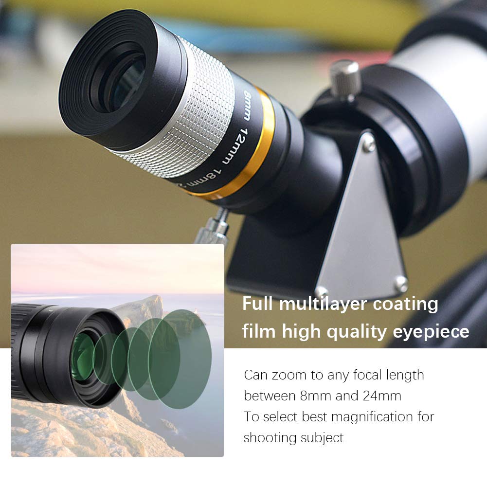 Sxhlseller Oculare da 8-24 mm - Oculare di con Pellicola di Rivestimento Multistrato Completo - Adatto per Telescopio Astronomico da 31,7 mm / 1,25 Pollici