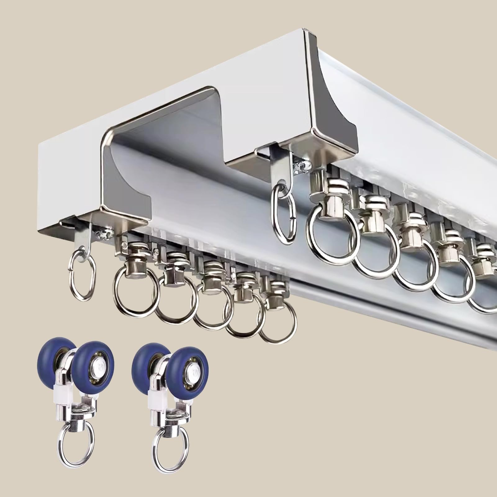 Rail de Rideau Double Silencieux, Double Rails de Rideaux(Blanc,230 cm) | Aluminium, pour Salon, Chambre, Bureau,Blanc