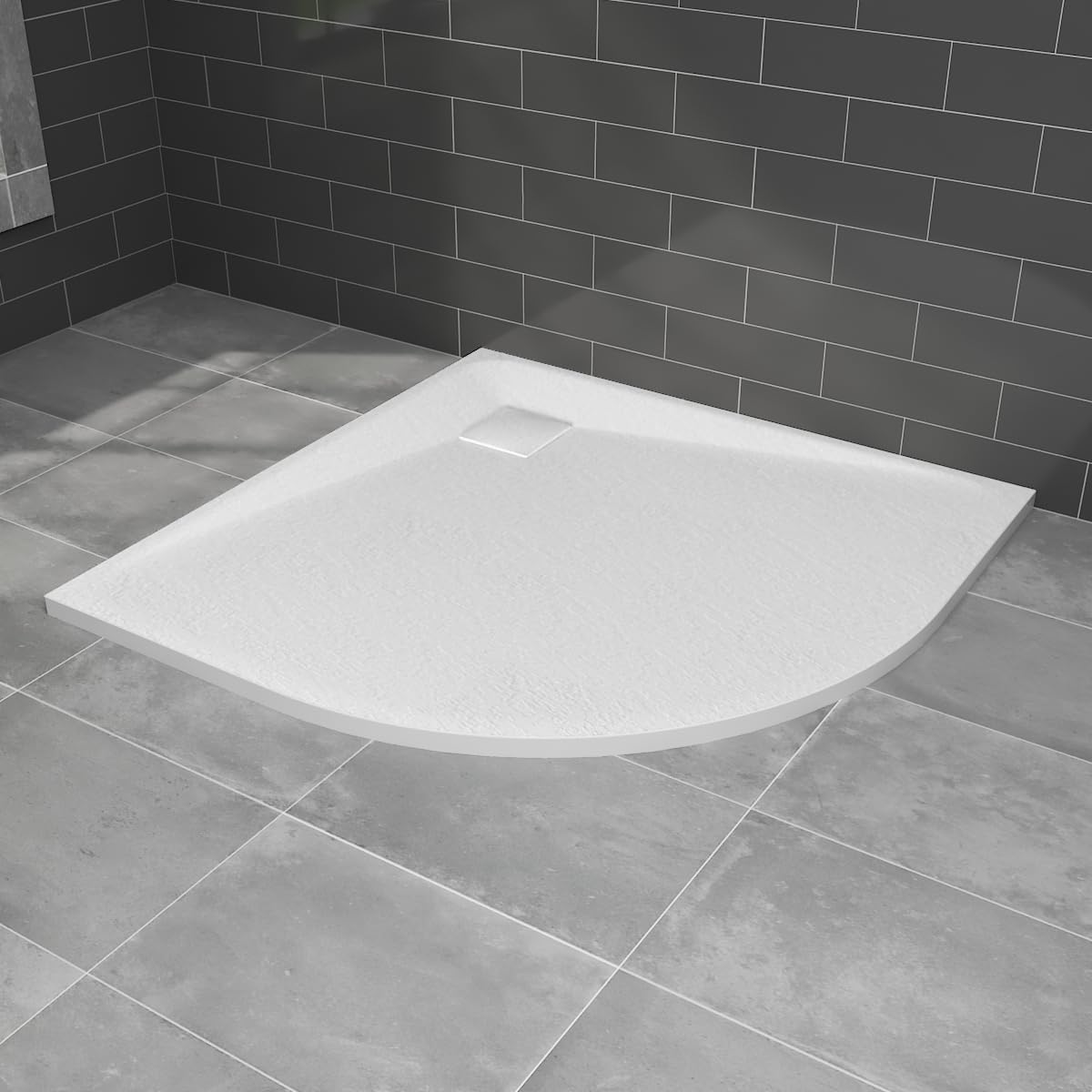 NRG 800x800mm White Shower Base Non-Slip SMC Quadrant Shower Tray with Fast Flow Waste for Bathroom Enclosures