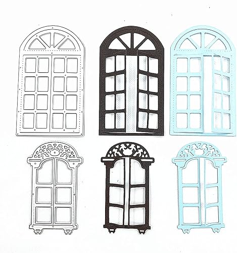 Marco de ventana de metal para puerta, troqueles de fondo de ventana, troqueles de corte, plantillas en relieve, molde de plantilla para decoración