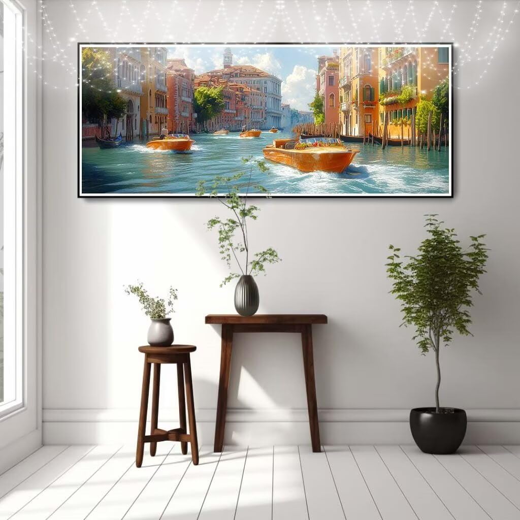 5D DIY Zestaw do malowania diamentowego łodzi, wody miasta, diamenty kryształ ścieg krzyżykowy do dekoracji domu, pełny zestaw do malowania diamentowego, puzzle diamentowe rzemiosło dla dorosłych